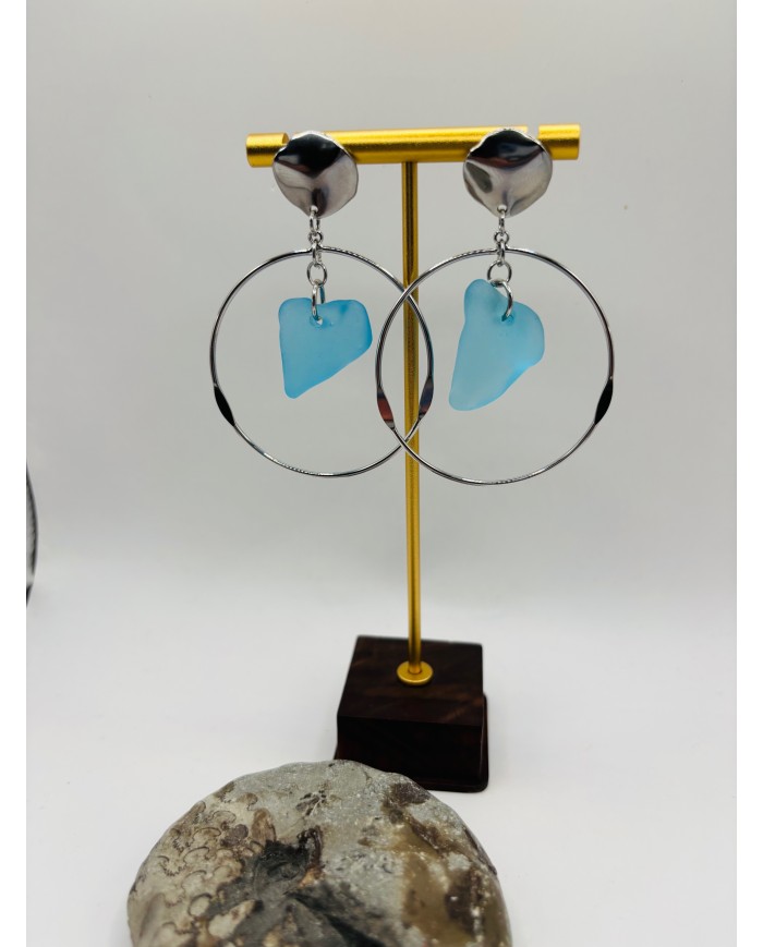 PENDIENTES ARTESANOS DE CRISTAL MARINO