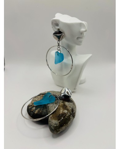 PENDIENTES ARTESANOS DE CRISTAL MARINO