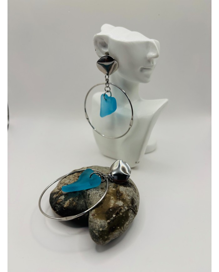 PENDIENTES ARTESANOS DE CRISTAL MARINO