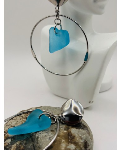 PENDIENTES ARTESANOS DE CRISTAL MARINO