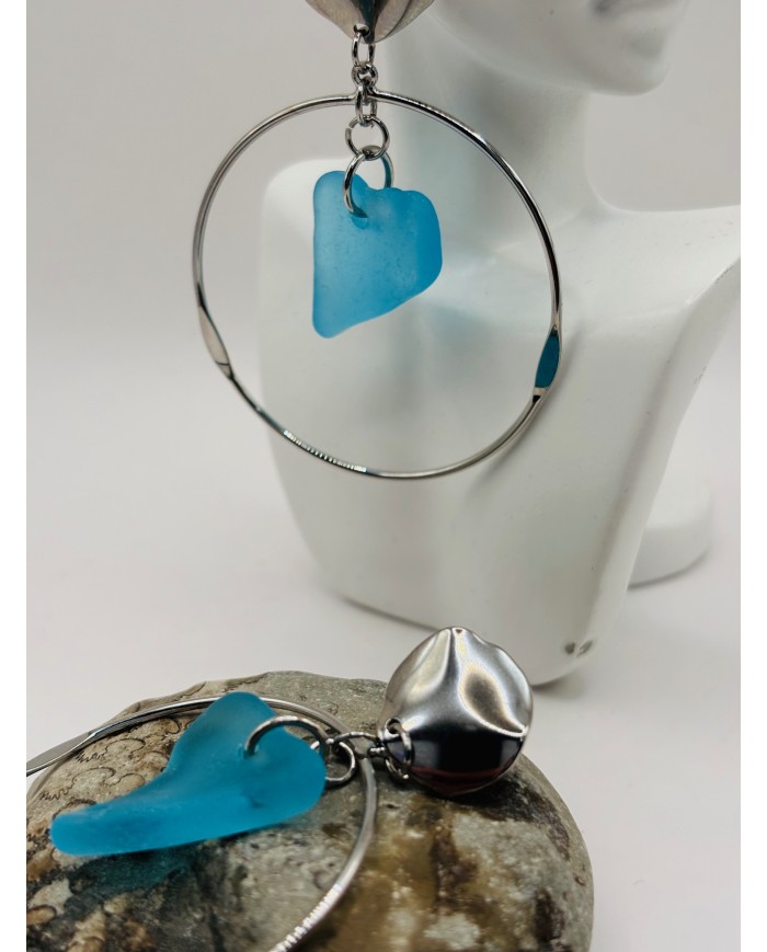 PENDIENTES ARTESANOS DE CRISTAL MARINO