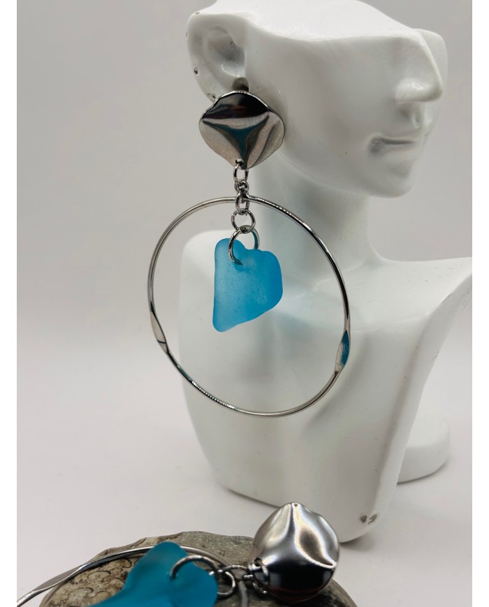 PENDIENTES ARTESANOS DE CRISTAL MARINO