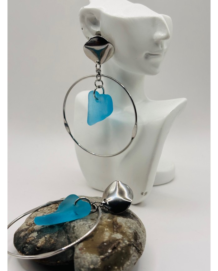 PENDIENTES ARTESANOS DE CRISTAL MARINO