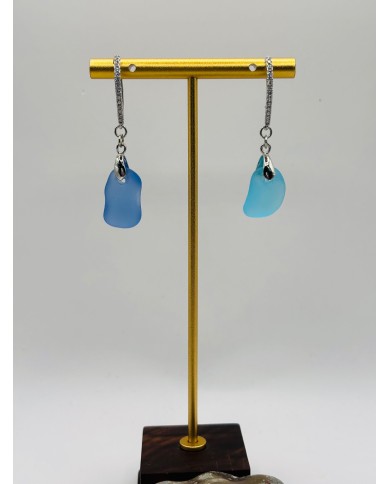 PENDIENTES ARTESANOS DE CRISTAL MARINO