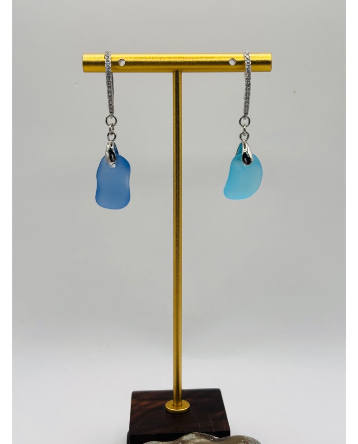 PENDIENTES ARTESANOS DE CRISTAL MARINO