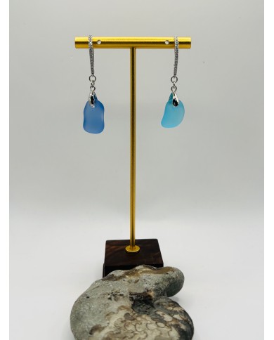 PENDIENTES ARTESANOS DE CRISTAL MARINO
