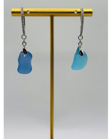 PENDIENTES ARTESANOS DE CRISTAL MARINO