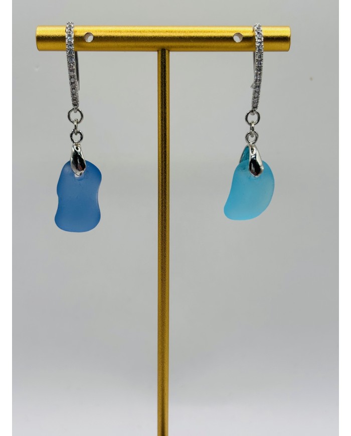 PENDIENTES ARTESANOS DE CRISTAL MARINO