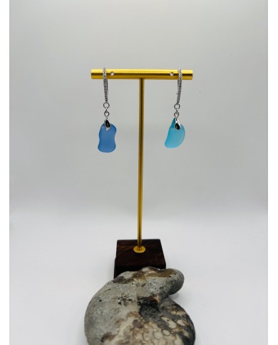 PENDIENTES ARTESANOS DE CRISTAL MARINO