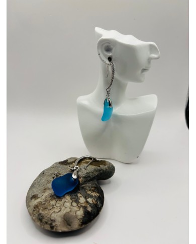 PENDIENTES ARTESANOS DE CRISTAL MARINO