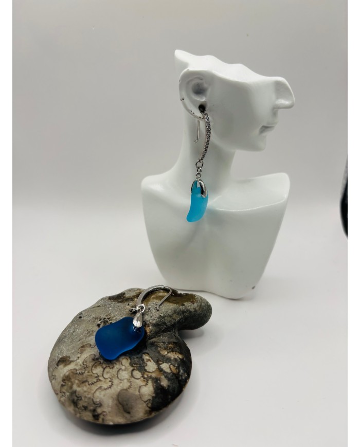 PENDIENTES ARTESANOS DE CRISTAL MARINO