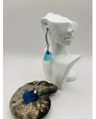 PENDIENTES ARTESANOS DE CRISTAL MARINO