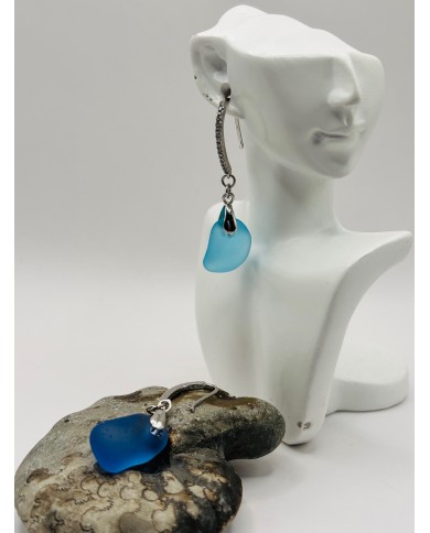 PENDIENTES ARTESANOS DE CRISTAL MARINO