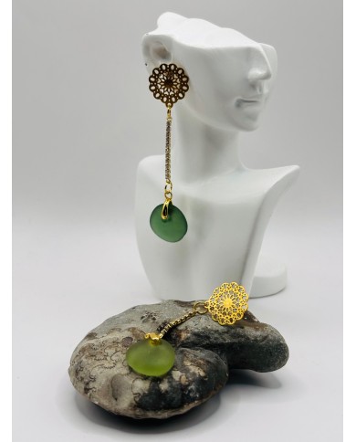 PENDIENTES ARTESANOS DE CRISTAL MARINO