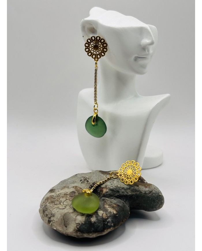 PENDIENTES ARTESANOS DE CRISTAL MARINO