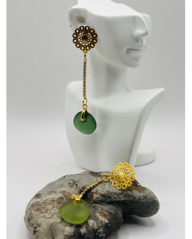 PENDIENTES ARTESANOS DE CRISTAL MARINO