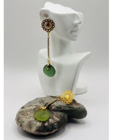 PENDIENTES ARTESANOS DE CRISTAL MARINO