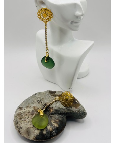 PENDIENTES ARTESANOS DE CRISTAL MARINO