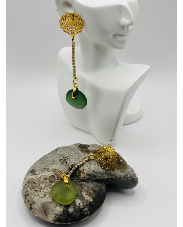 PENDIENTES ARTESANOS DE CRISTAL MARINO