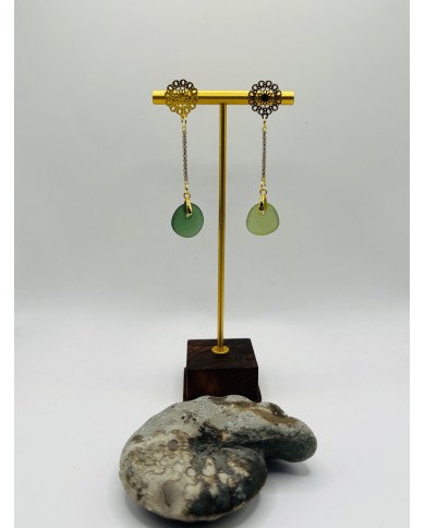 PENDIENTES ARTESANOS DE CRISTAL MARINO