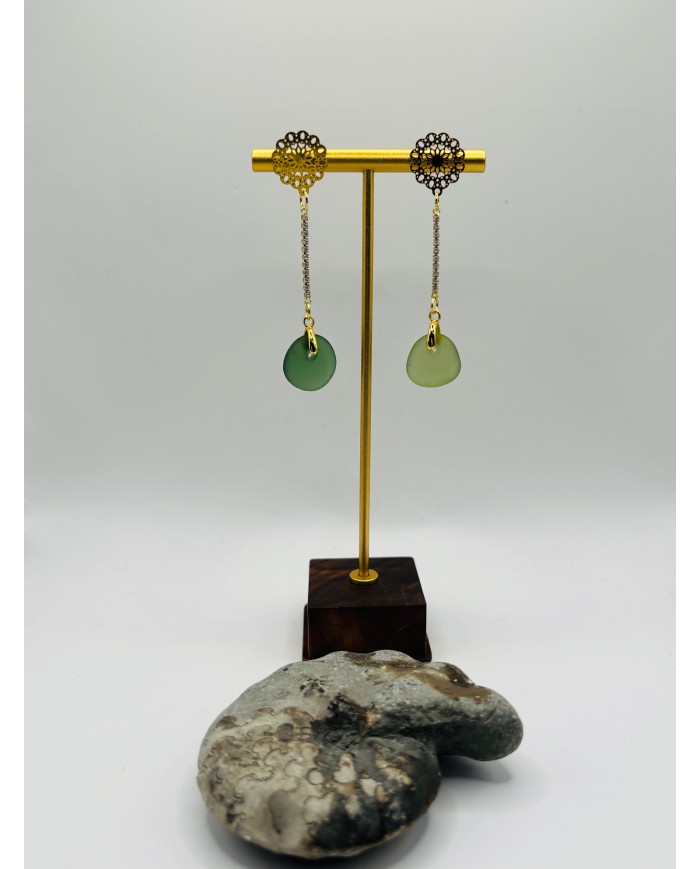 PENDIENTES ARTESANOS DE CRISTAL MARINO
