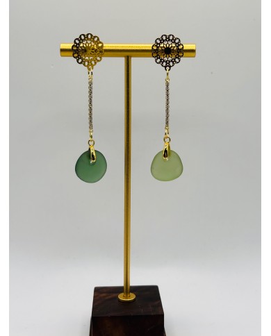 PENDIENTES ARTESANOS DE CRISTAL MARINO