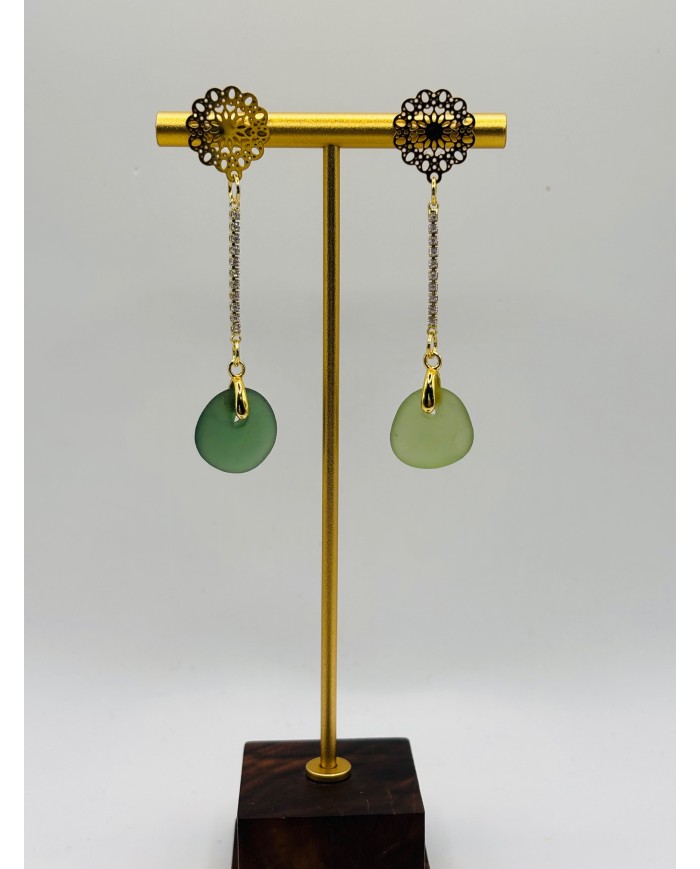 PENDIENTES ARTESANOS DE CRISTAL MARINO