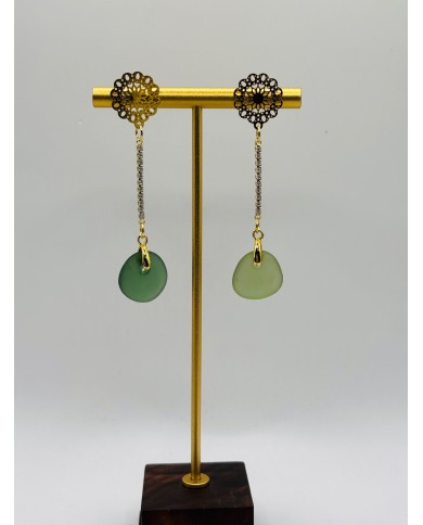 PENDIENTES ARTESANOS DE CRISTAL MARINO