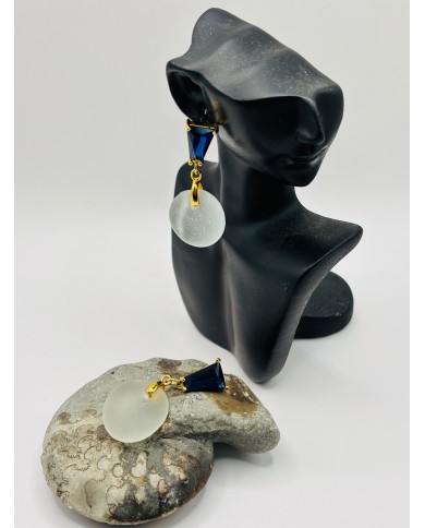 PENDIENTES ARTESANOS DE CRISTAL MARINO