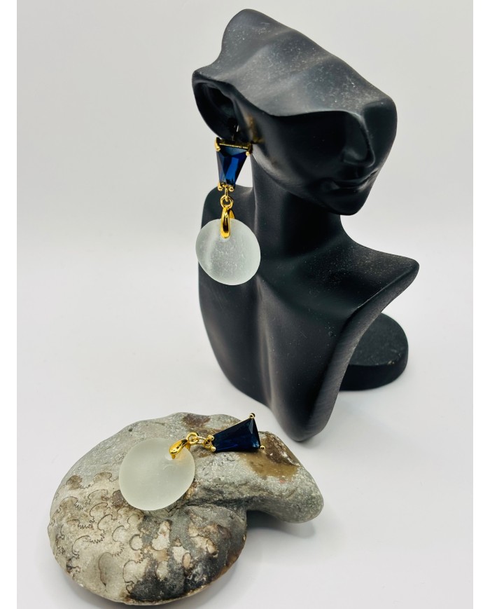 PENDIENTES ARTESANOS DE CRISTAL MARINO