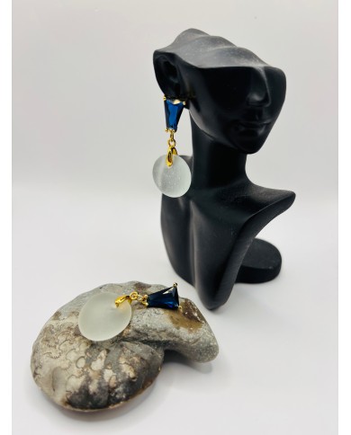 PENDIENTES ARTESANOS DE CRISTAL MARINO