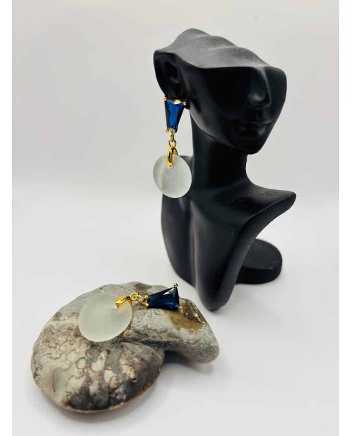 PENDIENTES ARTESANOS DE CRISTAL MARINO