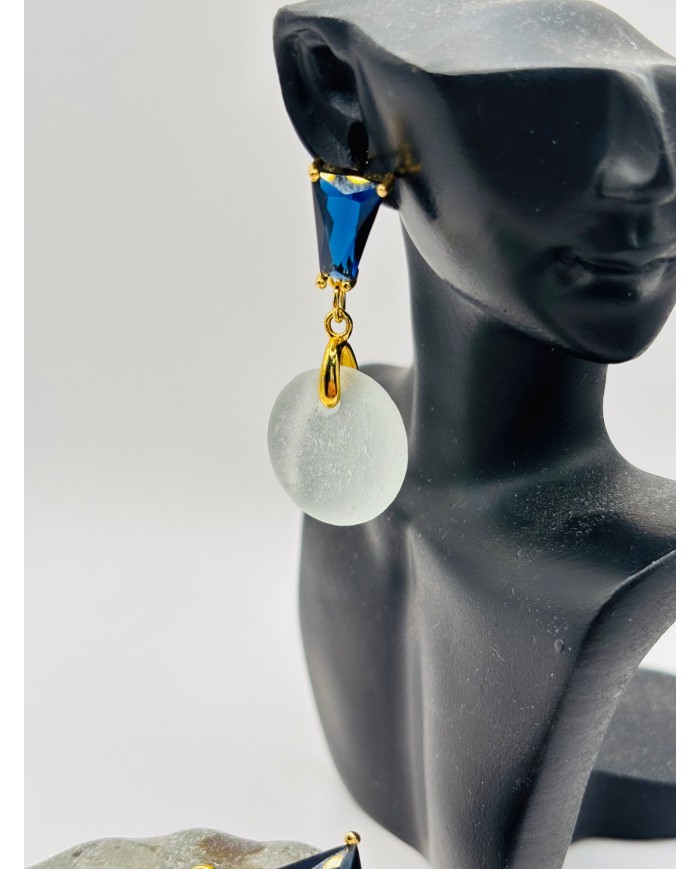 PENDIENTES ARTESANOS DE CRISTAL MARINO