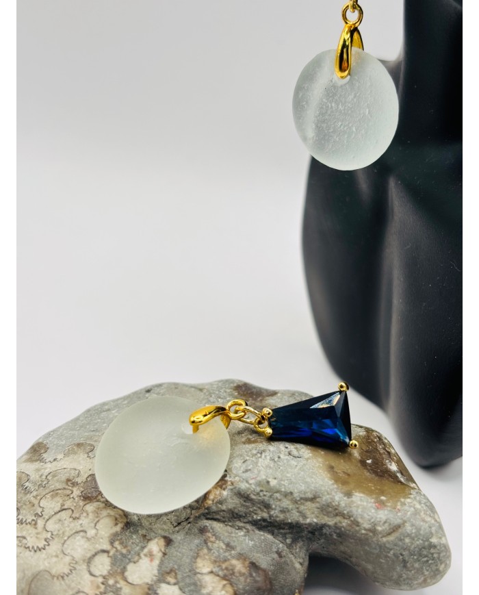PENDIENTES ARTESANOS DE CRISTAL MARINO