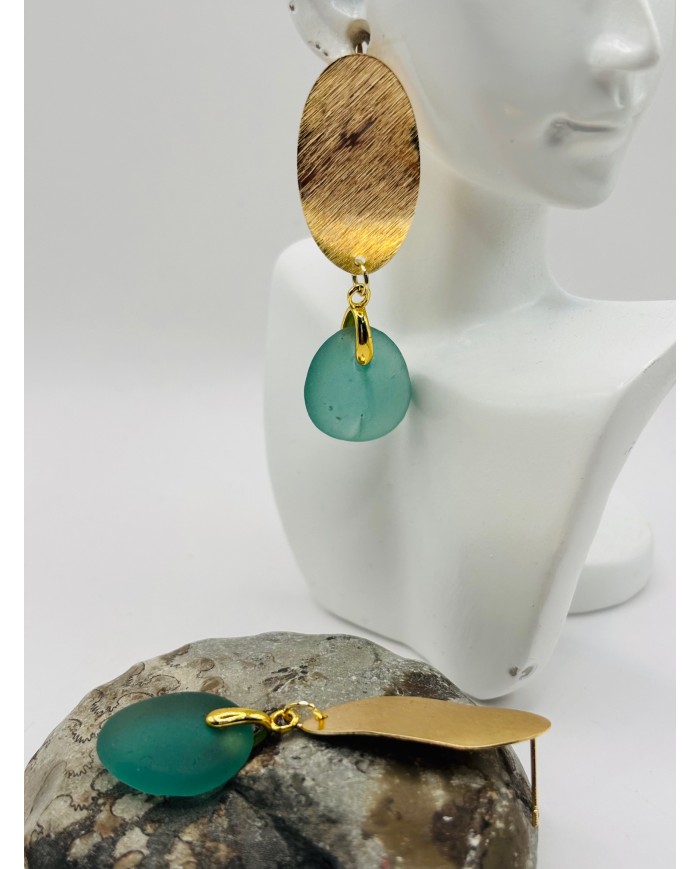 PENDIENTES ARTESANOS DE CRISTAL MARINO