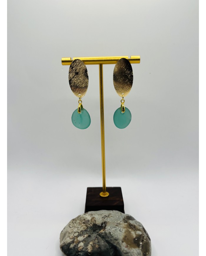 PENDIENTES ARTESANOS DE CRISTAL MARINO