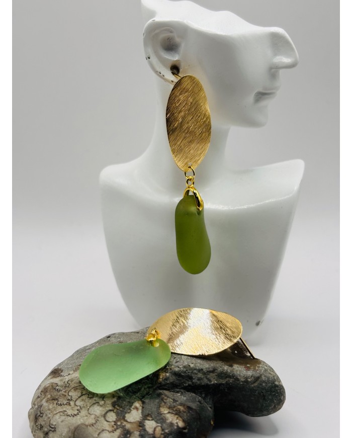 PENDIENTES ARTESANOS DE CRISTAL MARINO