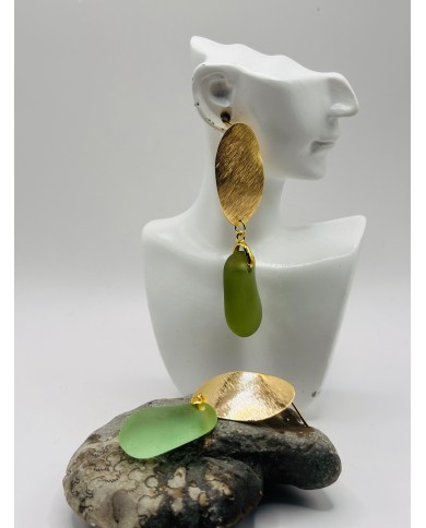 PENDIENTES ARTESANOS DE CRISTAL MARINO