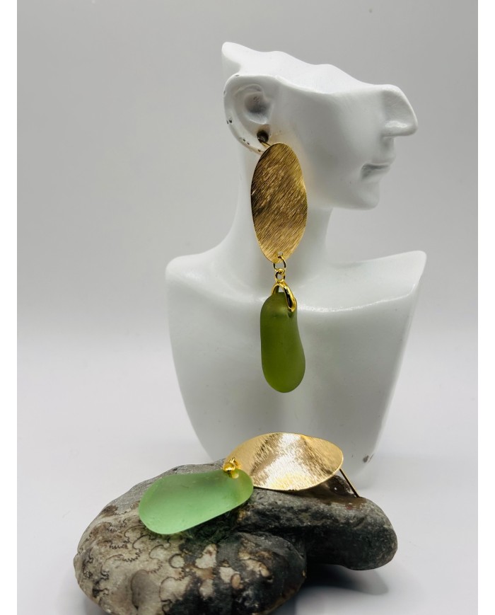 PENDIENTES ARTESANOS DE CRISTAL MARINO