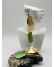PENDIENTES ARTESANOS DE CRISTAL MARINO
