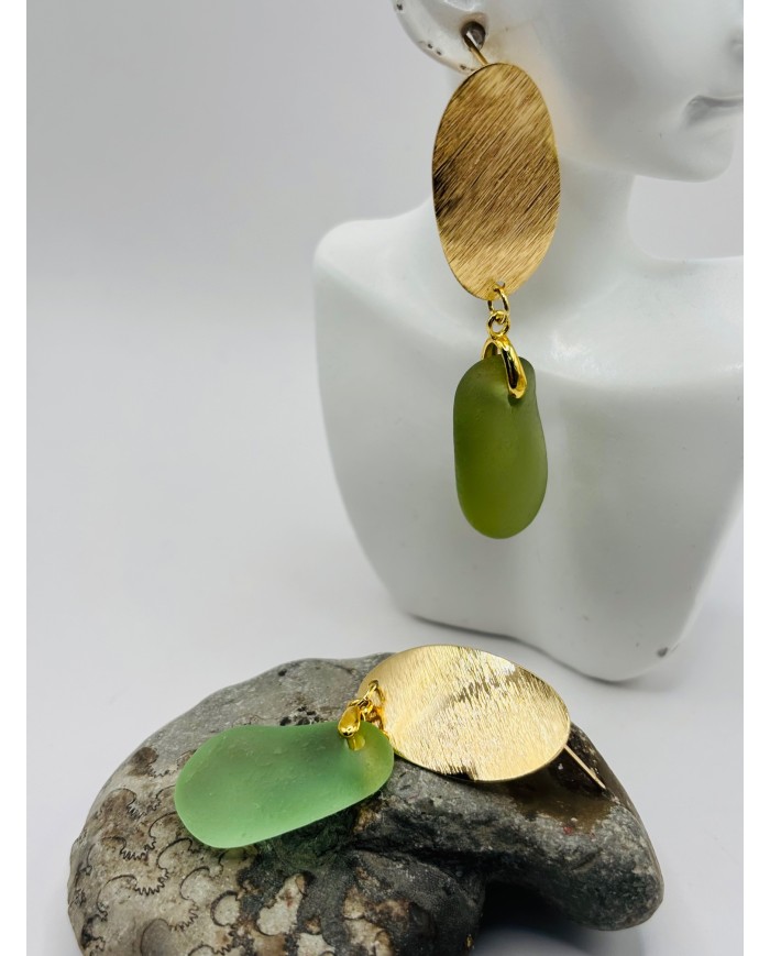 PENDIENTES ARTESANOS DE CRISTAL MARINO