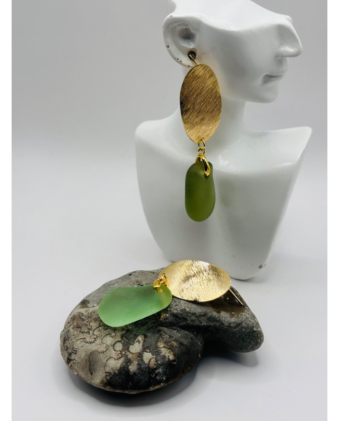 PENDIENTES ARTESANOS DE CRISTAL MARINO