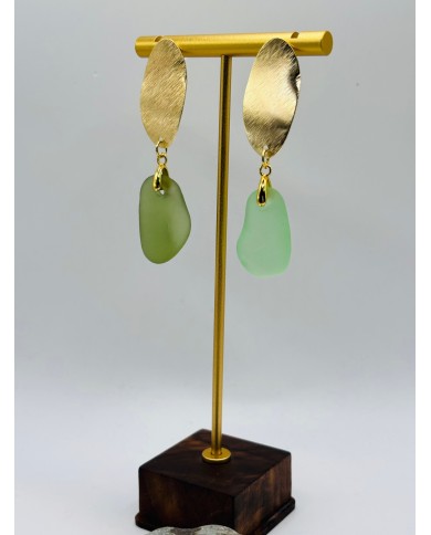 PENDIENTES ARTESANOS DE CRISTAL MARINO