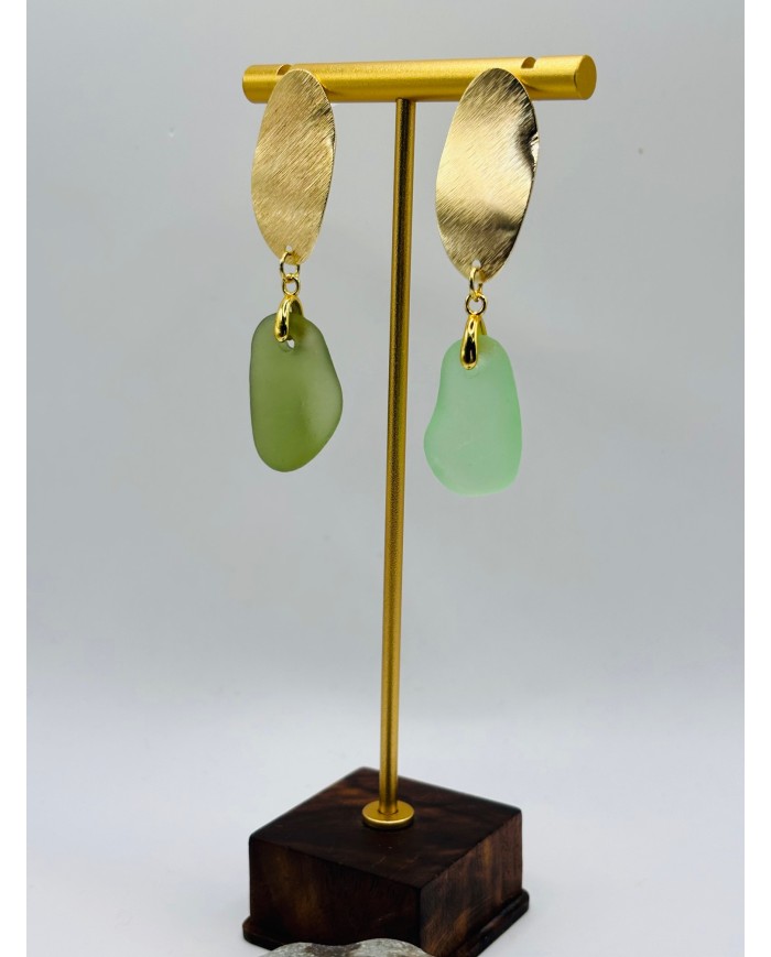PENDIENTES ARTESANOS DE CRISTAL MARINO