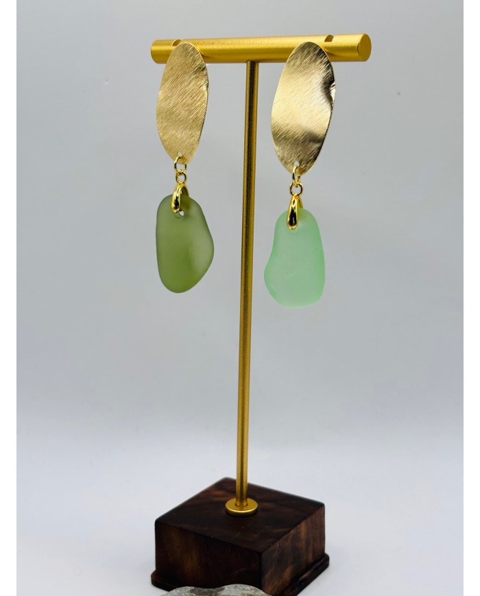 PENDIENTES ARTESANOS DE CRISTAL MARINO