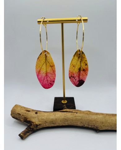 PENDIENTES ARTESANOS DE HOJA NATURAL ESQUELETIZADA