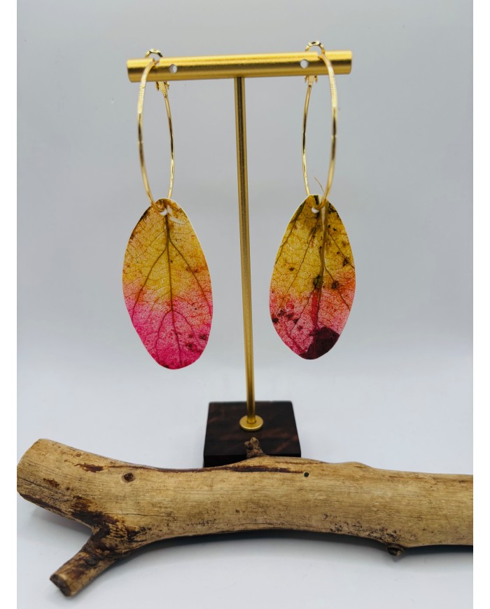 PENDIENTES ARTESANOS DE HOJA NATURAL ESQUELETIZADA