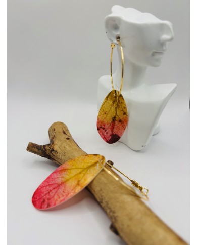 PENDIENTES ARTESANOS DE HOJA NATURAL ESQUELETIZADA