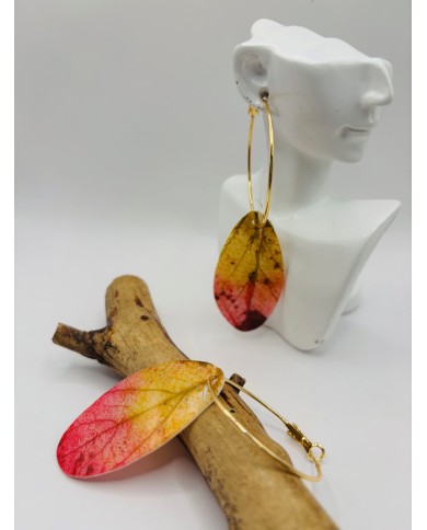 PENDIENTES ARTESANOS DE HOJA NATURAL ESQUELETIZADA