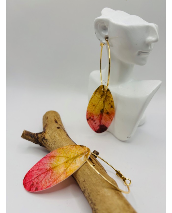 PENDIENTES ARTESANOS DE HOJA NATURAL ESQUELETIZADA